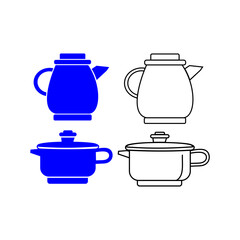 teapot icon,tea kettle icon,water jug icon,drink water jug icon vector,bundle set of kitchen utensils vector