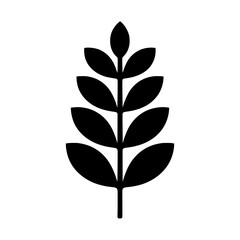Black and White Symmetrical Leaf Silhouette Illustration