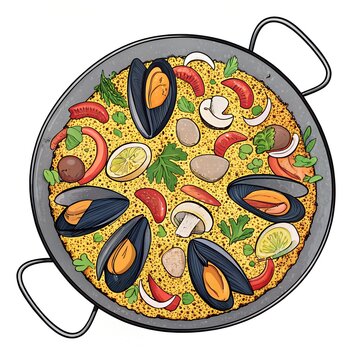 paella dish top view colorful food clip art preview