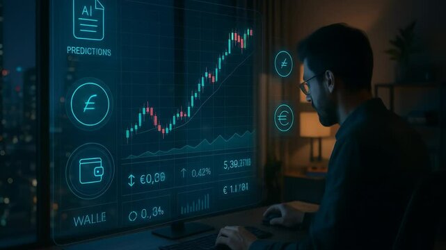 Financial Analyst Working with Holographic Interface