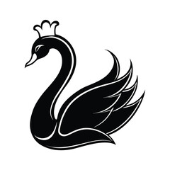 elegant swan with crown logo vector