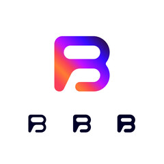 Technical logo Letter B, digital cyber space alphabet font, set of three different thicknesses of the (regular, bold, thick) made futuristic style