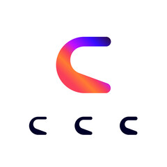 Technical logo Letter C, digital cyber space alphabet font, set of three different thicknesses of the (regular, bold, thick) made futuristic style