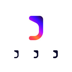 Technical logo Letter J, digital cyber space alphabet font, set of three different thicknesses of the (regular, bold, thick) made futuristic style