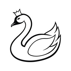 elegant swan with crown logo vector