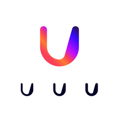 Technical logo Letter U, digital cyber space alphabet font, set of three different thicknesses of the (regular, bold, thick) made futuristic style