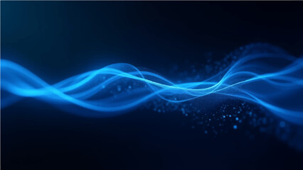 Abstract dynamic blue wave lines on dark background.