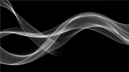 Abstract dynamic white wave lines on dark background.