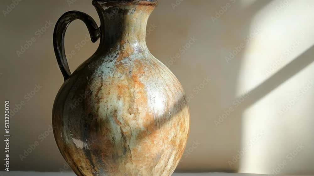 Poster a decorative brown vase placed on a table with a simple background