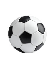 Classic black and white soccer ball isolated on black background