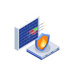 Cybersecurity Firewall and Shield Icon