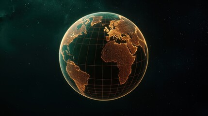 economy consumption global concept. Glowing digital globe representation with a starry backdrop.