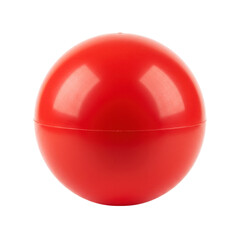 Red sphere isolated on transparent background, plastic container, capsule toy, vending machine, gumball machine use cases