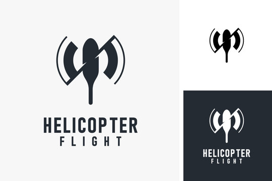 Simple helicopter logo symbol icon design