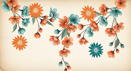 Obraz premium Floral watercolor flowers pattern blossom spring botanical garden nature art design decorative elegant bloom