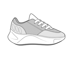 Sneaker illustration, sneaker drawing, adobe illustrator file, vector illustration, vector drawing of sneaker, footwear, fashion design, footwear illustration, fashion illustration, footwear design
