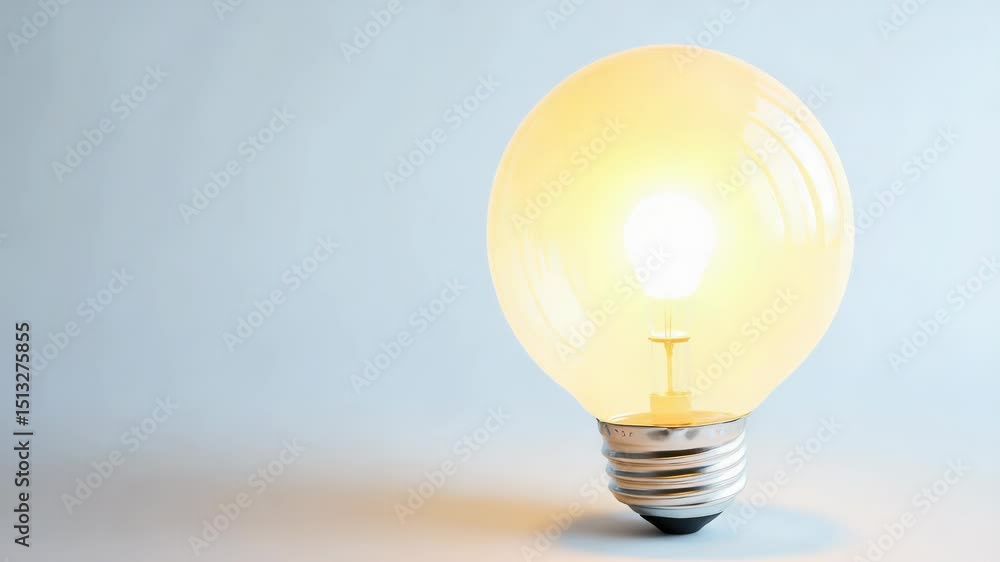 Poster a single white light bulb sits on top of a table, providing soft illumination