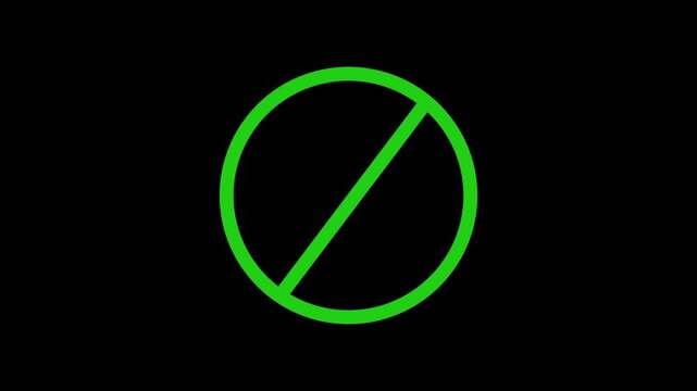 Prohibition or stop concept with crossed circle symbol. Concept of wrong or restricted area Smooth in and out transparent screen animation. Copy Space-No Symbol animation isolated
