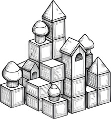 Fototapeta premium block toy drawing 