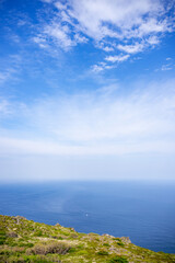 Sea and sky seen from active volcano Mt.Esan in Hakodate Hokkaido, Japan