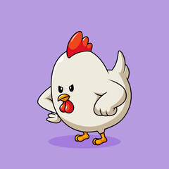 Vector Illustration of a Thinking Chicken