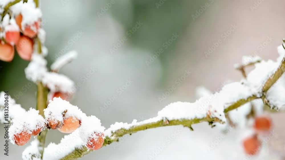 Aufkleber a small bird sits atop a branch covered in snow, adding some color to the winter landscape