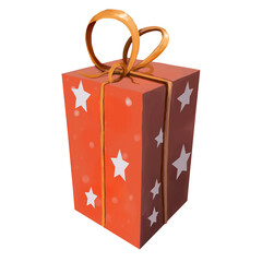 Illustration cadeau orange et or paquet, d&eacute;coration &eacute;toile