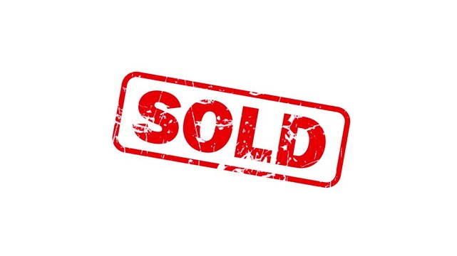 Sold stamp animation on a white background