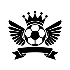 Obraz premium King Football Emblem: Club Logo with Ball, Crown, and Wings