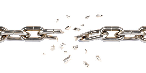 Obraz premium Broken metal chain links isolated on white background png ai generated isolated on a white background