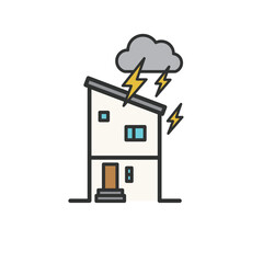 落雷の被害 家のイラスト