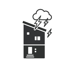 落雷の被害 家のシルエットイラスト