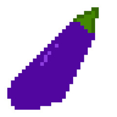 Pixel Art Illustration of Purple Eggplant