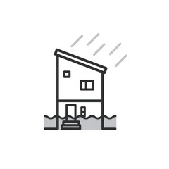 住宅　水害のイラスト
