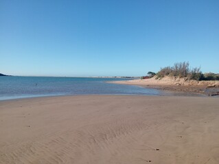sandy beach and blue sky