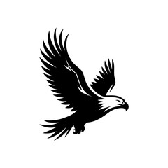 Obraz premium Illustration of a silhouette of an eagle flying freely on a white background
