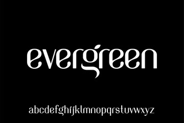 Fototapeta premium Word evergreen Modern futuristic alphabet font. Typography vector graphic design