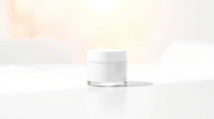Hand-drawn Sketch Style Skincare Product Mockup White Cream Jar in Natural Sunlight