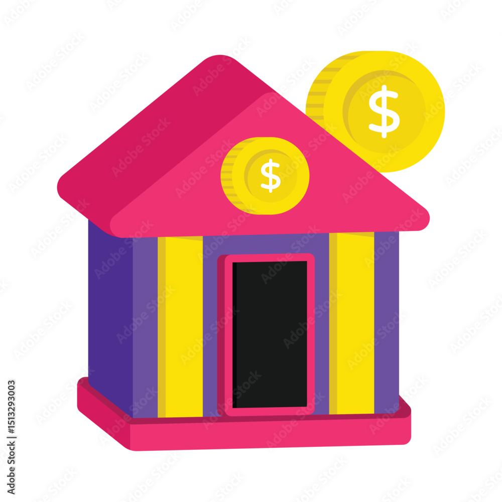 Poster building bank vector style icon. eps 10 file