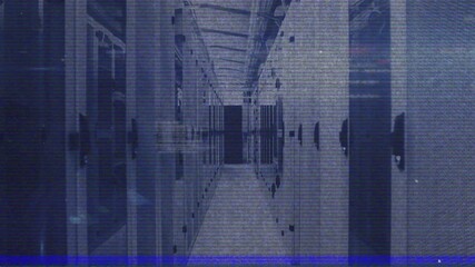 Fixed server corridor flickering blue scan line appearing indicating interference then settling - Powered by Adobe