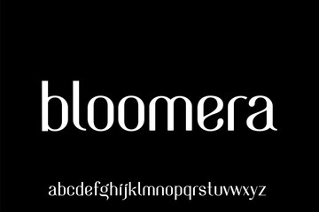 Word bloomera Modern futuristic alphabet font. Typography vector graphic design