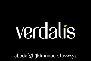 Word verdalis Modern futuristic alphabet font. Typography vector graphic design