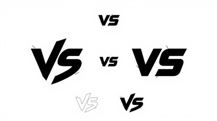 Multiple vs symbols in varying sizes and styles displayed against a white background image composition created with generated ai