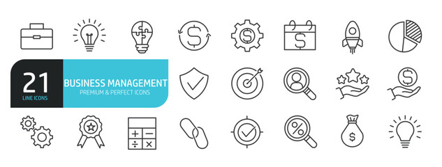 Set of line icons related to business management, corporation. Editable stroke. Outline icons collection. Vector illustration stock illustration