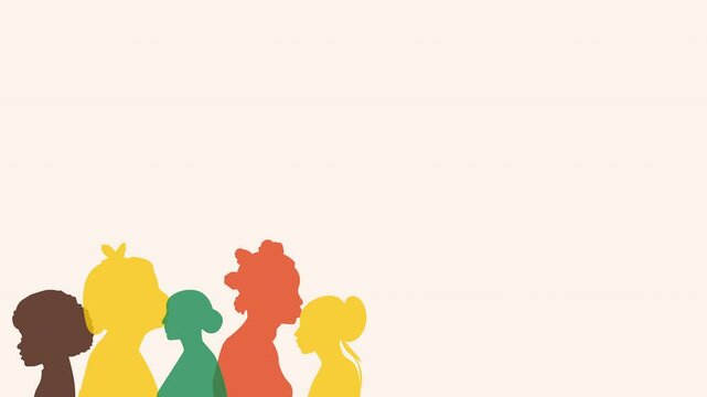 moving woman silhouette white background, juneteenth and freedom day concept, 4K animation