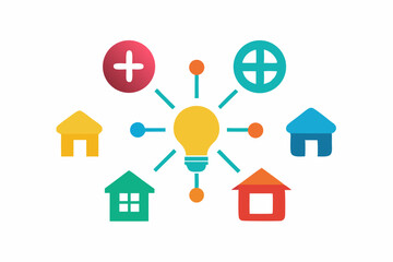 Obraz premium Hub network icon vector silhouette illustration isolated on white background