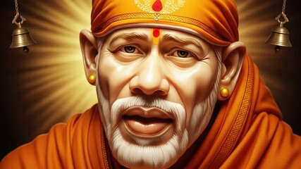 Close-up portrait of Sai Baba spiritual leader