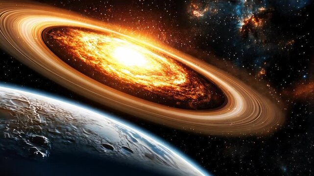 Cosmic Collision: A mesmerizing depiction of a celestial event, where a planet is caught in the gravitational pull of a supernova, resulting in a spectacular display of cosmic energy.