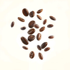 Obraz premium coffee beans on white background roasted 