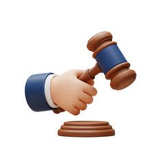 wooden gavel on white background